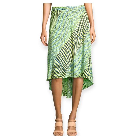 Laundry By Shelli Segal Asymmetrical Skirt High-low Midi Multicolor Size 12 - Picture 1 of 14